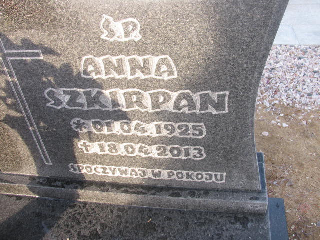 Anna Szkirpan 1925 Polkowice Gmina - Grobonet - Wyszukiwarka osób pochowanych
