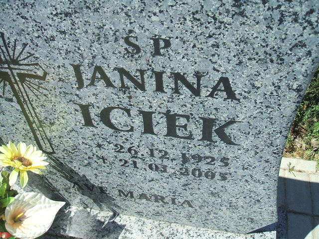 Janina Iciek 1925 Polkowice Gmina - Grobonet - Wyszukiwarka osób pochowanych